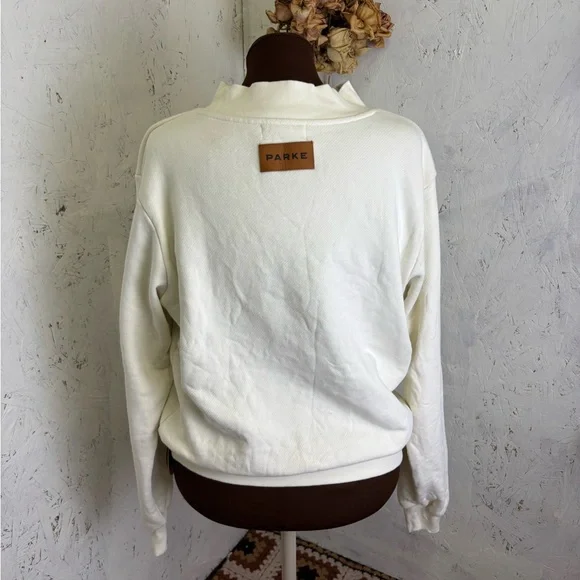 PARKE Classic Mockneck Off white Sweatshirt Oversized S/M - Picture 7 of 10